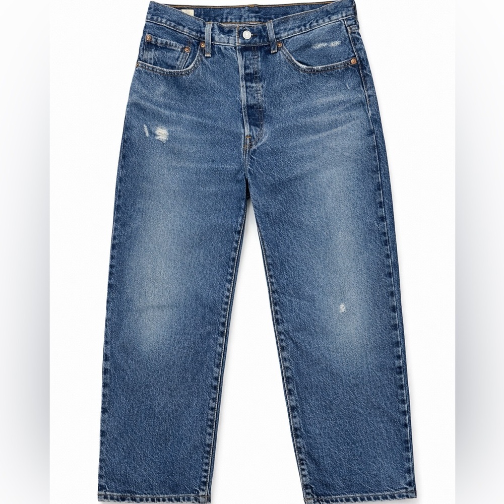 Levi's 501 Button Fly Jeans Men's 31x32 Medium Wash Straight Leg Distressed